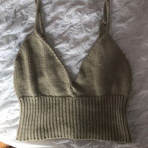 REHAB Tan crochet crop top, size M/L fits like S